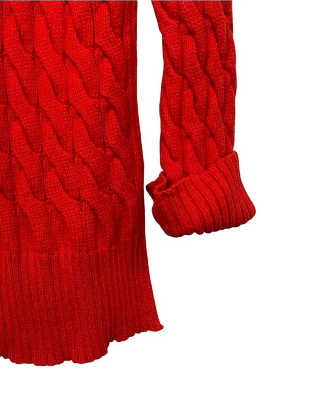 J. Crew Women's Cotton Blend Cable Knit‎ Side Slit Crewneck Sweater Size S/M Red